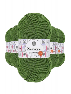 5 Adet Baby One Tüylenmeyen El Örgü İpi Yünü Yeşil K1391