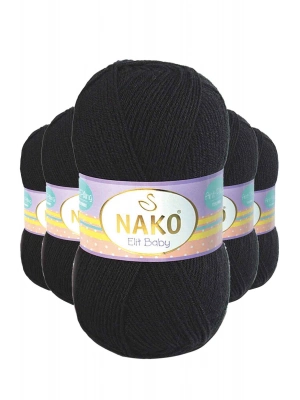 5 Adet Elite Baby El Örgü İpi Tüylenmeyen Bebek Yünü Siyah 217