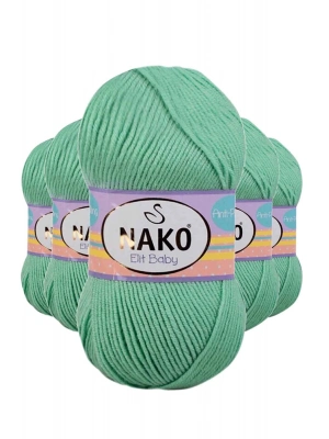 5 Adet Elite Baby El Örgü İpi Tüylenmeyen Bebek Yünü Siyam Yeşili 10001