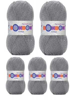 5 Adet Festival Simli Örgü İpi Yünü Renk No:233