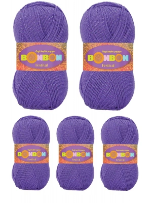 5 Adet Festival Simli Örgü İpi Yünü Renk No:241