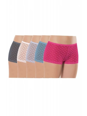 5 Adet Kadın Komple Tül Dantel Boxer Külot