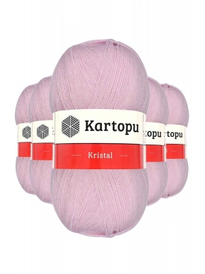 5 Adet Kristal Çift Katlı El Örgü Lif İpi Açık Pembe K699