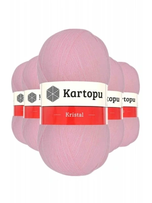 5 Adet Kristal Çift Katlı El Örgü Lif İpi Bebe Pembe K788 - kartopu mudanis