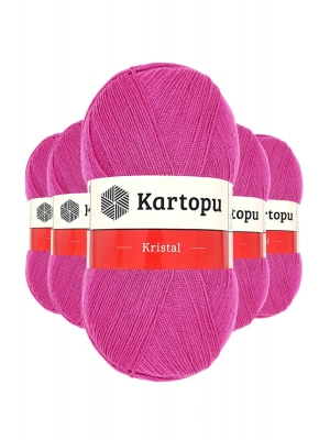 5 Adet Kristal Çift Katlı El Örgü Lif İpi Fuşya K440