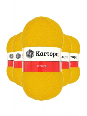 5 Adet Kristal Çift Katlı El Örgü Lif İpi Koyu Sarı K320