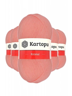 5 Adet Kristal Çift Katlı El Örgü Lif İpi Koyu Somon K1217