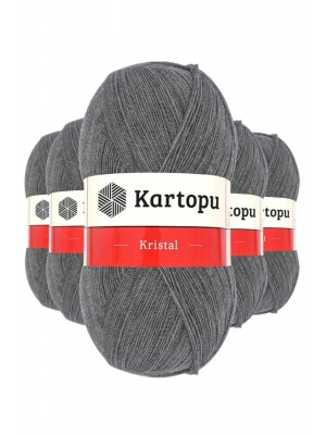 5 Adet Kristal Çift Katlı El Örgü Lif İpi Orta Gri K1002 - kartopu mudanis