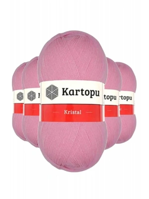 5 Adet Kristal Çift Katlı El Örgü Lif İpi Pembe K774 - kartopu mudanis