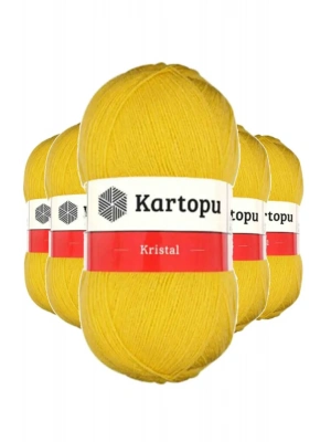 5 Adet Kristal Çift Katlı El Örgü Lif İpi Sarı K301