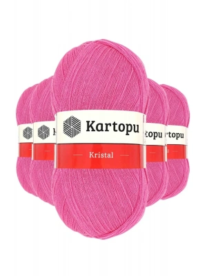 5 Adet Kristal Çift Katlı El Örgü Lif İpi Şeker Pembe K772
