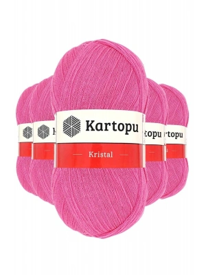 5 Adet Kristal Çift Katlı El Örgü Lif İpi Şeker Pembe K772