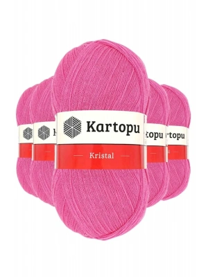 5 Adet Kristal Çift Katlı El Örgü Lif İpi Şeker Pembe K772 - kartopu mudanis