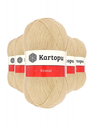 5 Adet Kristal Çift Katlı El Örgü Lif İpi Sütlü Kahve K884