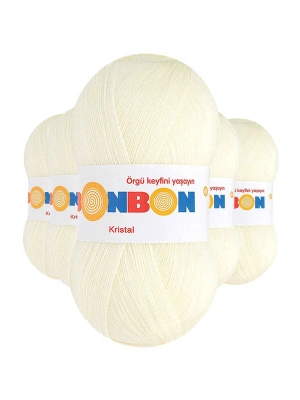 5 Adet Kristal El Örgü Lif İpi Açık Krem 98223