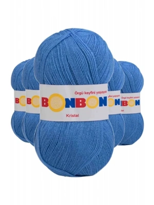 5 Adet Kristal El Örgü Lif İpi Açık Mavi 98236 - bonbon mudanis