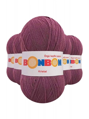 5 Adet Kristal El Örgü Lif İpi Koyu Gül Kurusu 98303