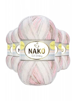 5 Adet Mini Batik Bebe El Örgü İpi Kahveli Pembe 32463
