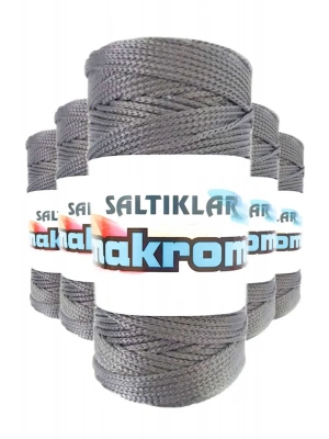 5 Adet Polyester Makrome İpi 423 Gri 100 gr