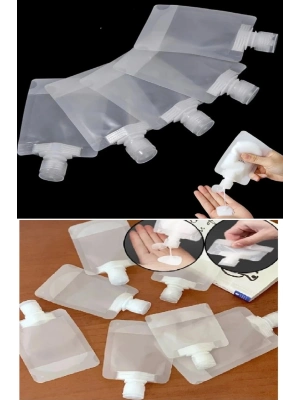 5 Adet Şeffaf Sıvı Kozmetik Çantaları Seyahat Losyon Şampuan Yüz Kremi El Sabunu Ambalajı