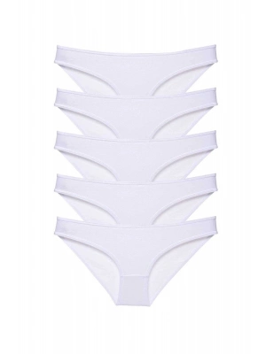 5 adet Süper Eko Set Likralı Kadın Slip Külot Beyaz