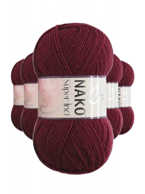 5 Adet Süper İnci El Örgü İpi 100 gr Bordo 999