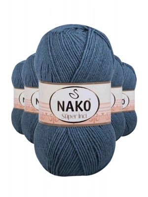 5 Adet Süper İnci El Örgü İpi 100 gr Fırtına Mavi 185