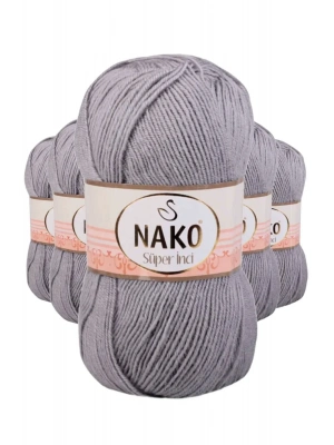 5 Adet Süper İnci El Örgü İpi 100 gr Gri 11538