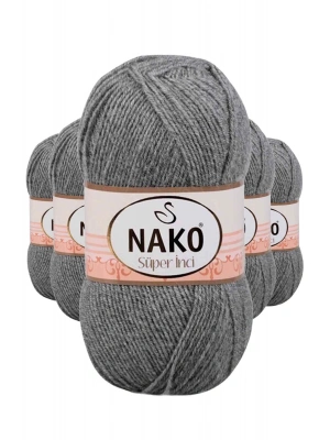 5 Adet Süper İnci El Örgü İpi 100 gr Gri Melanj 194