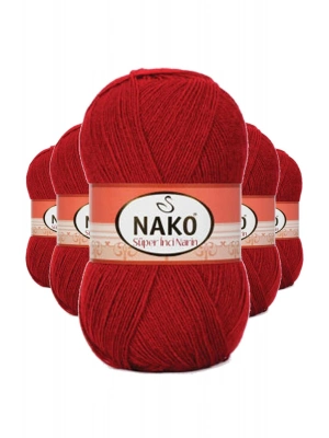 5 Adet Süper İnci El Örgü İpi 100 gr Koyu Kırmızı 1175