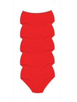 5 Adet Tutku Kadın Yüksek Bel Bato Kalın Lastik Külot Kırmızı