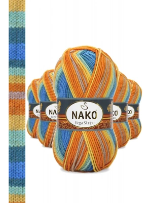 5 Adet Vega Stripe Premium Akrilik El Örgü İpi Yünü No: 82421