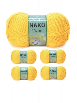 5 Adet Vizon Premium Akrilik El Örgü İpi Yünü Renk No:184 Sarı