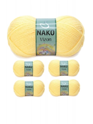 5 Adet Vizon Premium Akrilik El Örgü İpi Yünü Renk No:215 Saman Sarı