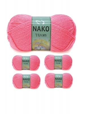 5 Adet Vizon Premium Akrilik El Örgü İpi Yünü Renk No:236 Gül Pembe