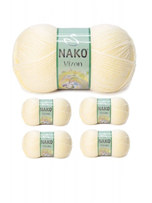 5 Adet Vizon Premium Akrilik El Örgü İpi Yünü Renk No:256 Krem