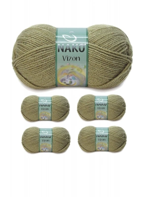 5 Adet Vizon Premium Akrilik El Örgü İpi Yünü Renk No:268 Asker Yeşil