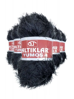 5 Adet Yumoş Sakallı El Örgü Ipi Yünü SİYAH