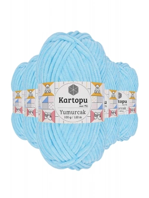 5 Adet Yumurcak Kadife El Örgü İpi Açık Turkuaz K516