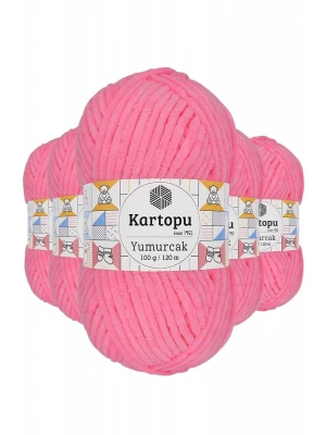 5 Adet Yumurcak Kadife El Örgü İpi Fosfor Pembe K773