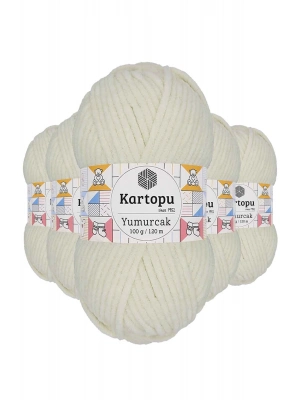 5 Adet Yumurcak Kadife El Örgü İpi Kırık Beyaz K011