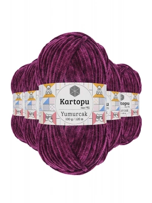 5 Adet Yumurcak Kadife El Örgü İpi Mürdüm K726