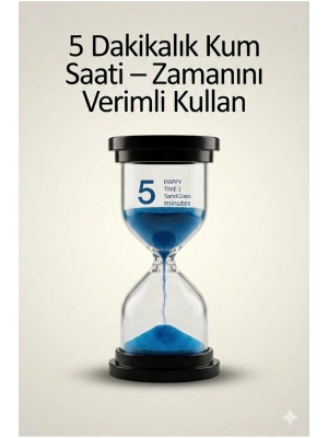 ® 5 Dakikalık Kum Saati Zamanlayıcı – MAVİ Dekoratif Masa Saati 4 Renk Seçeneği
