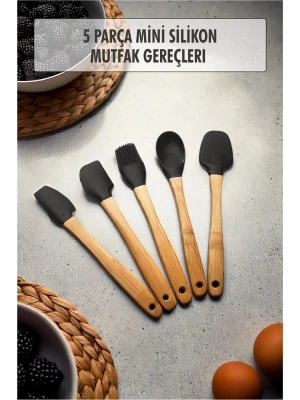 5 Parça Bambu Saplı Mini Supatula Seti