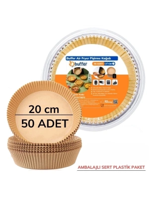 ®  50 Adet 20 cm Air Fryer Pişirme Kağıdı Tek Kullanımlık Yağ Geçirmez Yuvarlak Tabak Model PVC