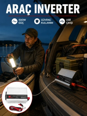 500W Araç İnverter Aküden Priz Dönüştürücü