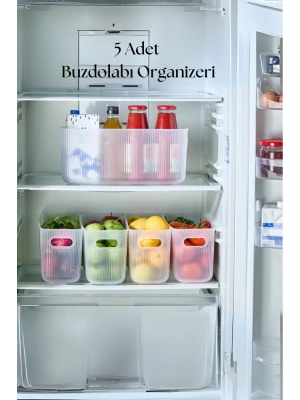 5’li Şeffaf Buzdolabı Organizeri & Buzdolabı Düzenleyici 7,5 Lt
