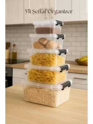 5’li Şeffaf Saklama Kutusu & Düzenleme Kutusu Mix Set-DNY0040