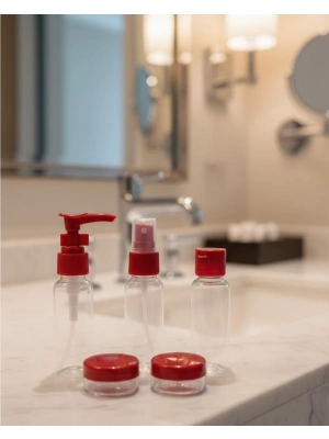 5’li Seyahat Boy Kozmetik Şişe Seti 30 ml Çantalı Organizer