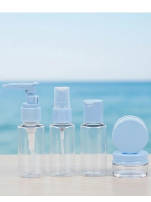 5’li Seyahat Dolum Şişe Seti 30 ml Şeffaf Taşıma Çantalı